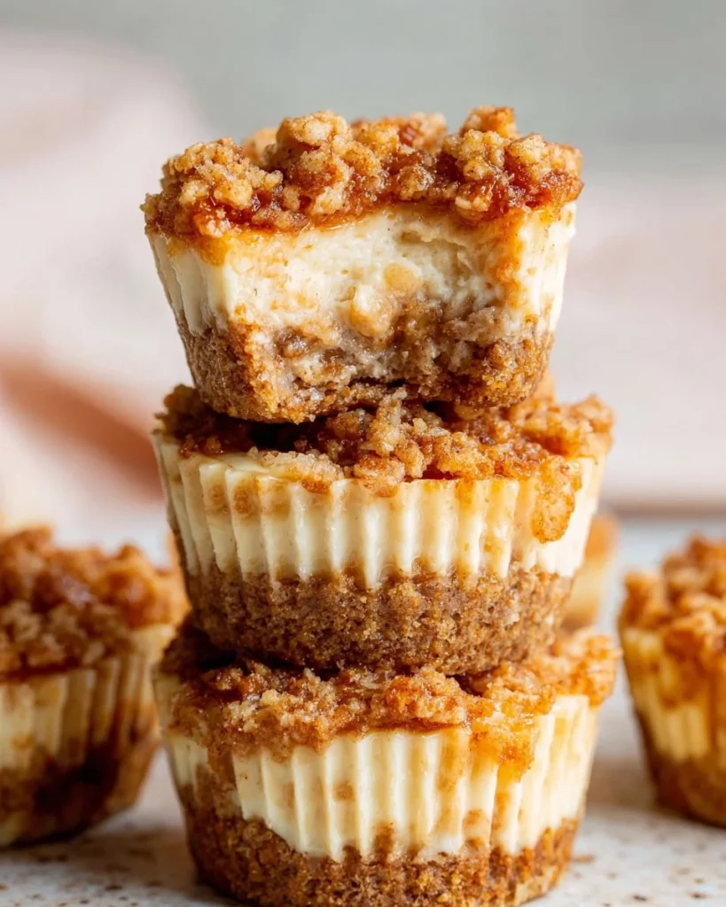 Apple Crisp Cheesecake Bites served on a plate with a garnish of apples.