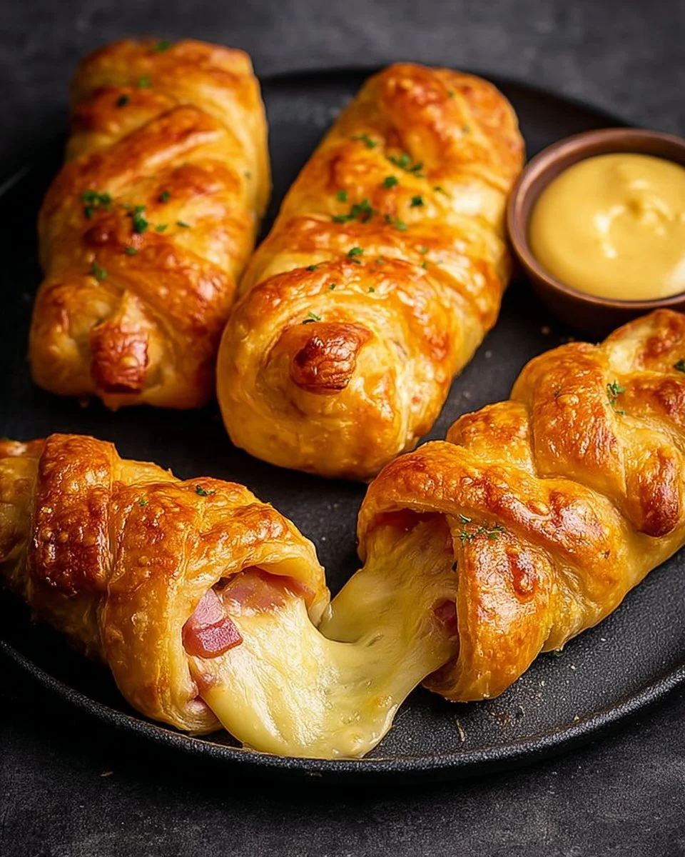 Golden crispy Bacon Cheese Turnovers fresh from the oven.