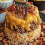 Bacon Cheeseburger Rice Stack