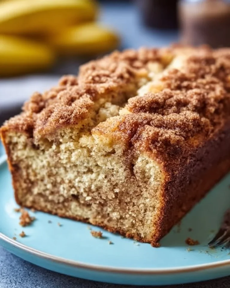 Deliciously moist Banana Coffee Cake with coffee icing on a plate