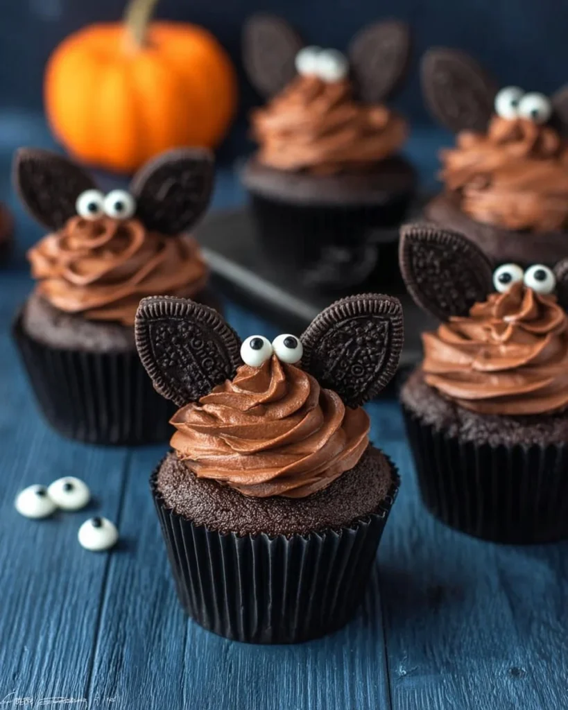Decorative bat cupcake for Halloween celebration