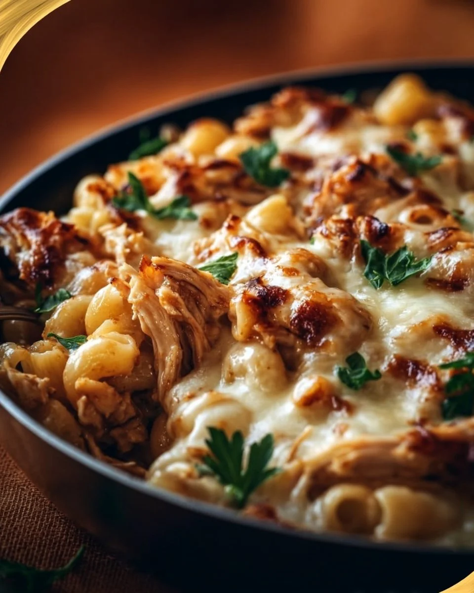 Delicious BBQ chicken mac and cheese served in a bowl with toppings