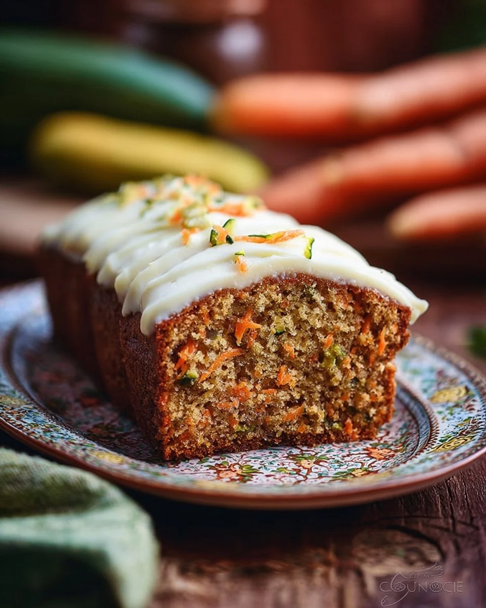 Moist Carrot Apple Zucchini Bread with spices and nuts