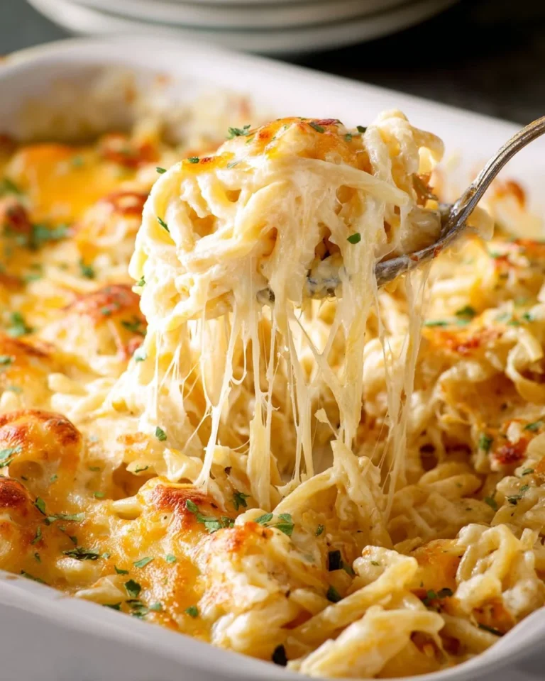 Delicious plate of Chicken Tetrazzini with pasta and creamy sauce