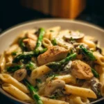 Creamy Mushroom Asparagus Chicken Penne