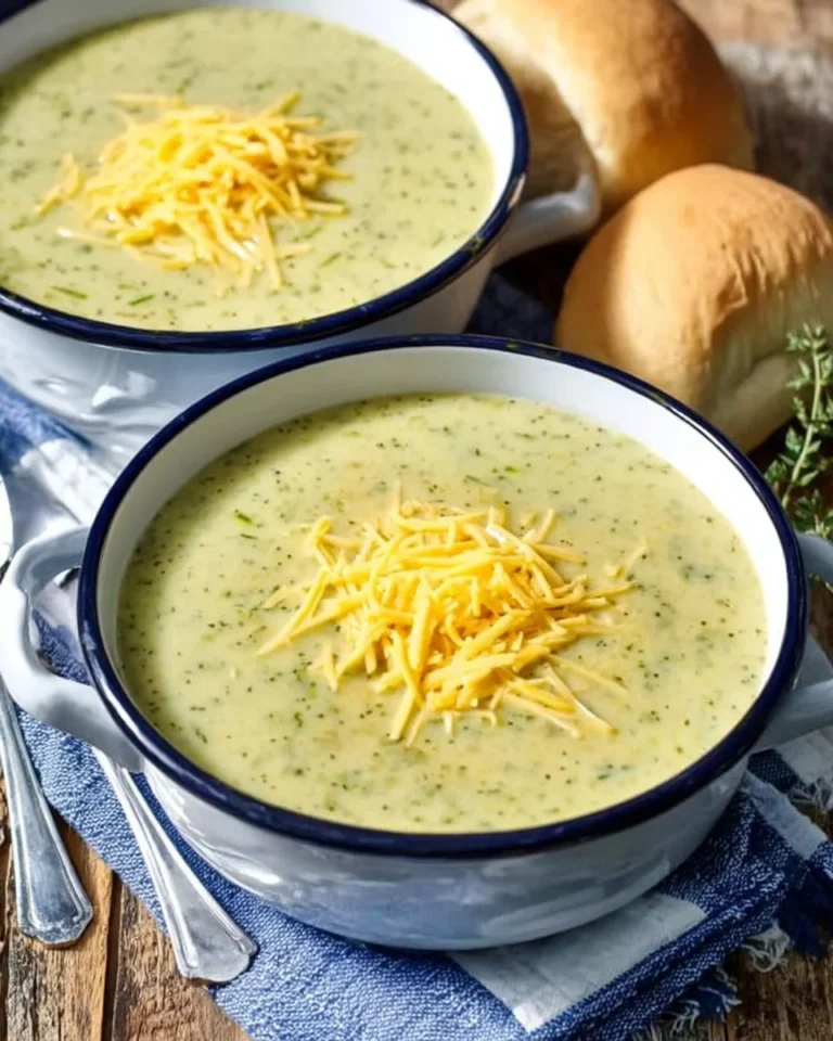 Bowl of creamy zucchini soup garnished with herbs and served with bread