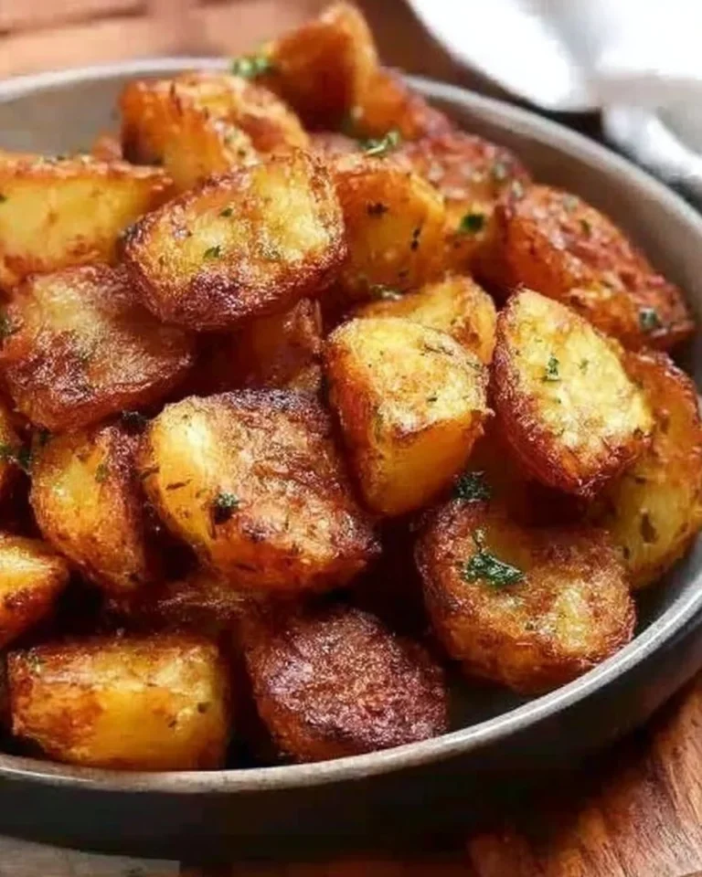 Crispy air fryer roast potatoes served in a bowl
