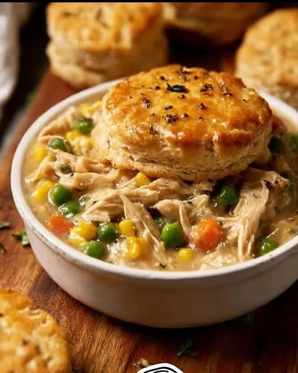 Delicious Crock Pot Chicken Pot Pie served in a rustic dish