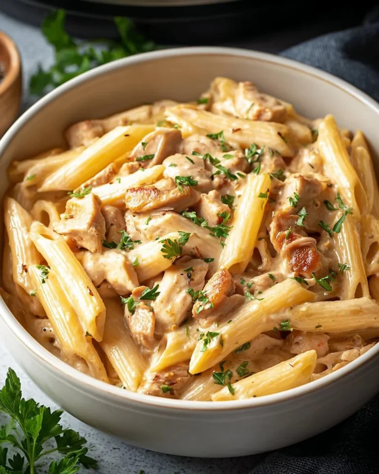 Delicious Crock Pot Creamy Cajun Chicken Pasta served in a bowl