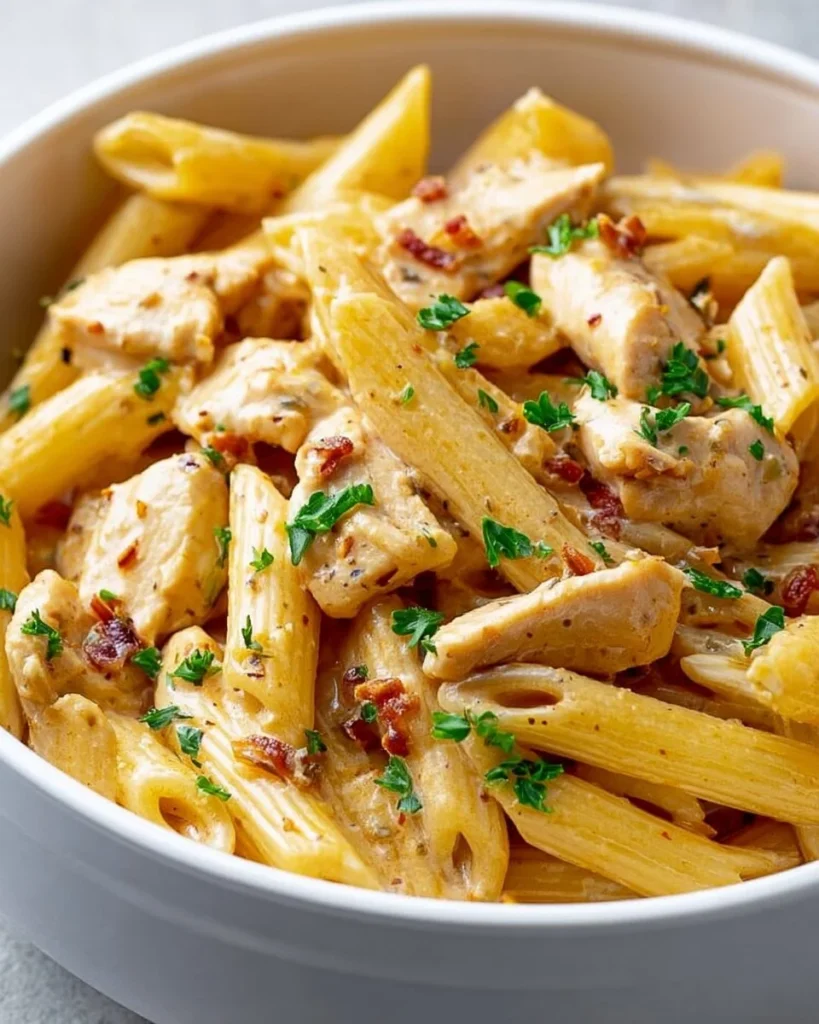Crock Pot Creamy Cajun Chicken Pasta served in a bowl