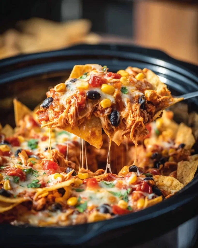 Delicious Crockpot Chicken Enchilada Casserole served in a dish