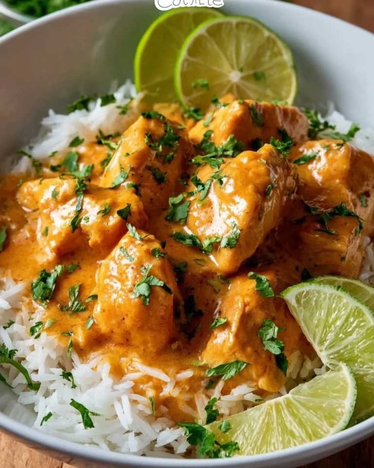 Crockpot Coconut Lime Chicken dish garnished with lime and herbs