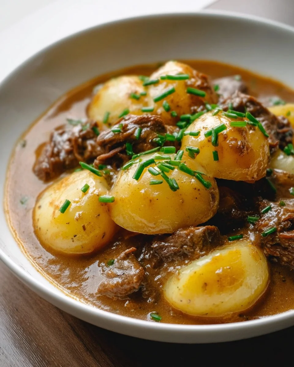 Delicious Crockpot Hamburger Potato Casserole served in a warm dish