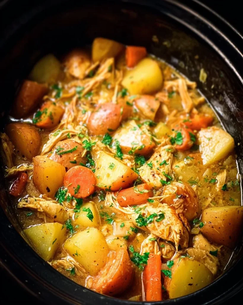 Delicious Crockpot Ranch Chicken served on a plate with herbs and vegetables