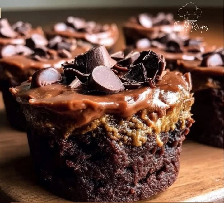 Dark Chocolate Peanut Butter Greek Yogurt Banana Brownie Bites on a plate