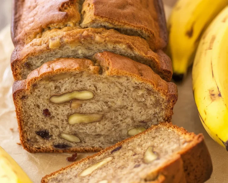 Deliciously moist banana bread made with ripe bananas and simple ingredients