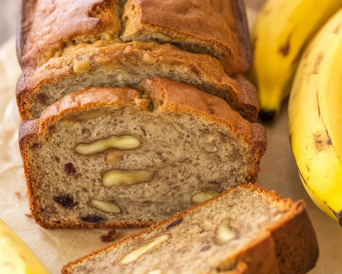 Deliciously moist banana bread made with ripe bananas and simple ingredients