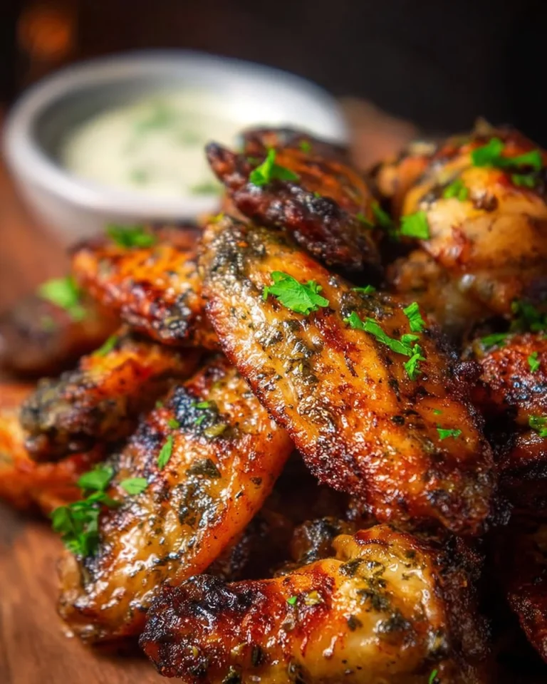 Delicious Dill Pickle Ranch Chicken Wings served with dipping sauce