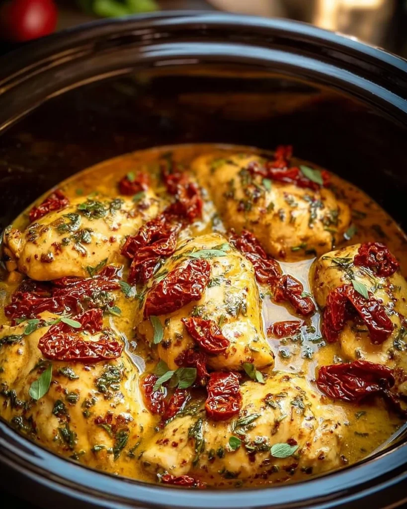 Crockpot Marry Me Chicken dish garnished and ready to serve