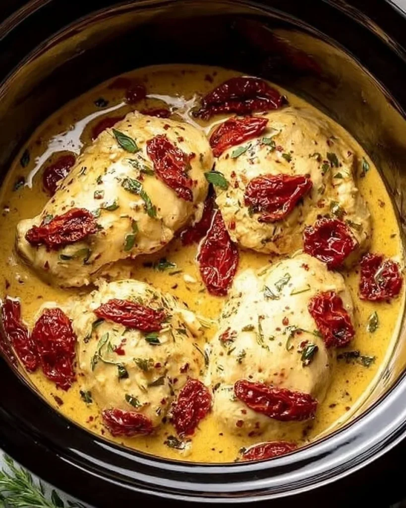 Delicious Dump & Go Crockpot Marry Me Chicken served on a plate