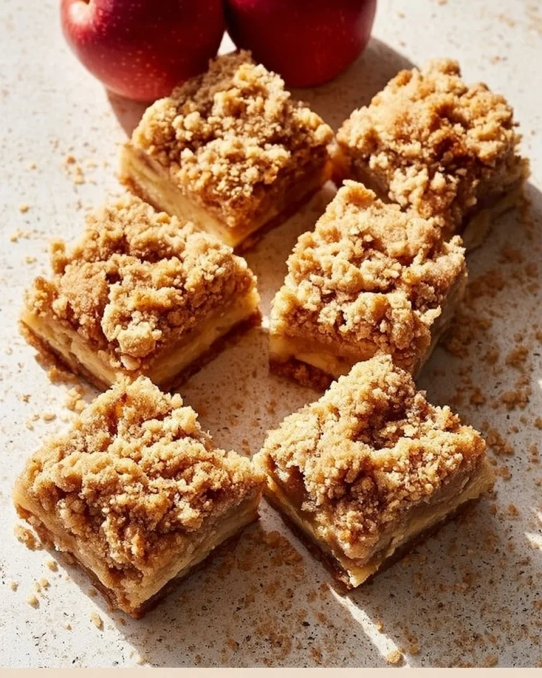 Delicious easy apple crisp bars topped with a crunchy oatmeal layer
