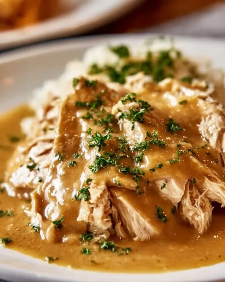 Delicious Easy Crockpot Chicken and Gravy served with sides