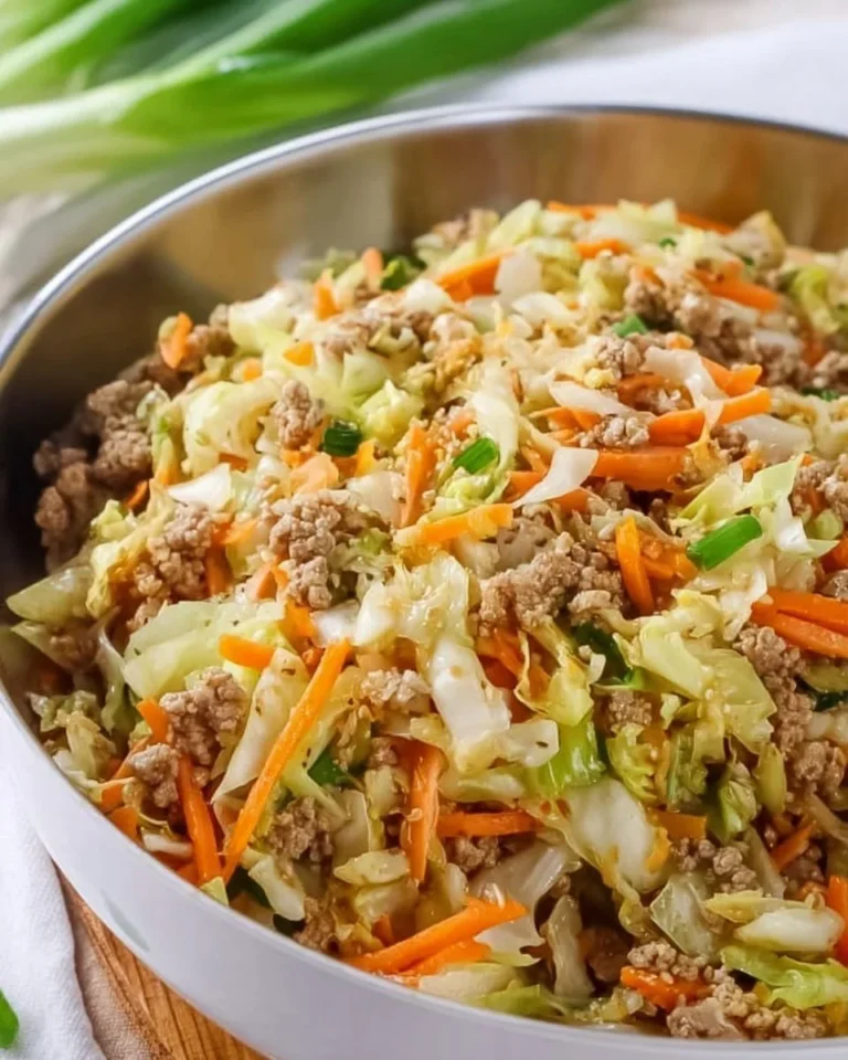 Egg Roll in a Bowl Recipe with colorful vegetables and savory ingredients