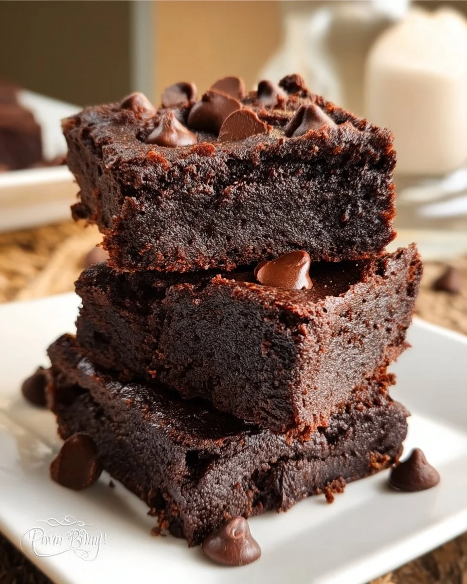 Flourless Double Chocolate Brownies made with cottage cheese, a rich dessert