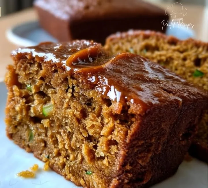 Flourless gingerbread zucchini cake with spices and frosting on a plate