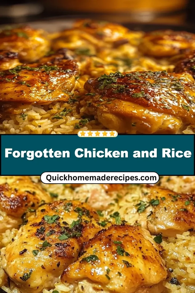 Delicious serving of Forgotten Chicken and Rice on a plate