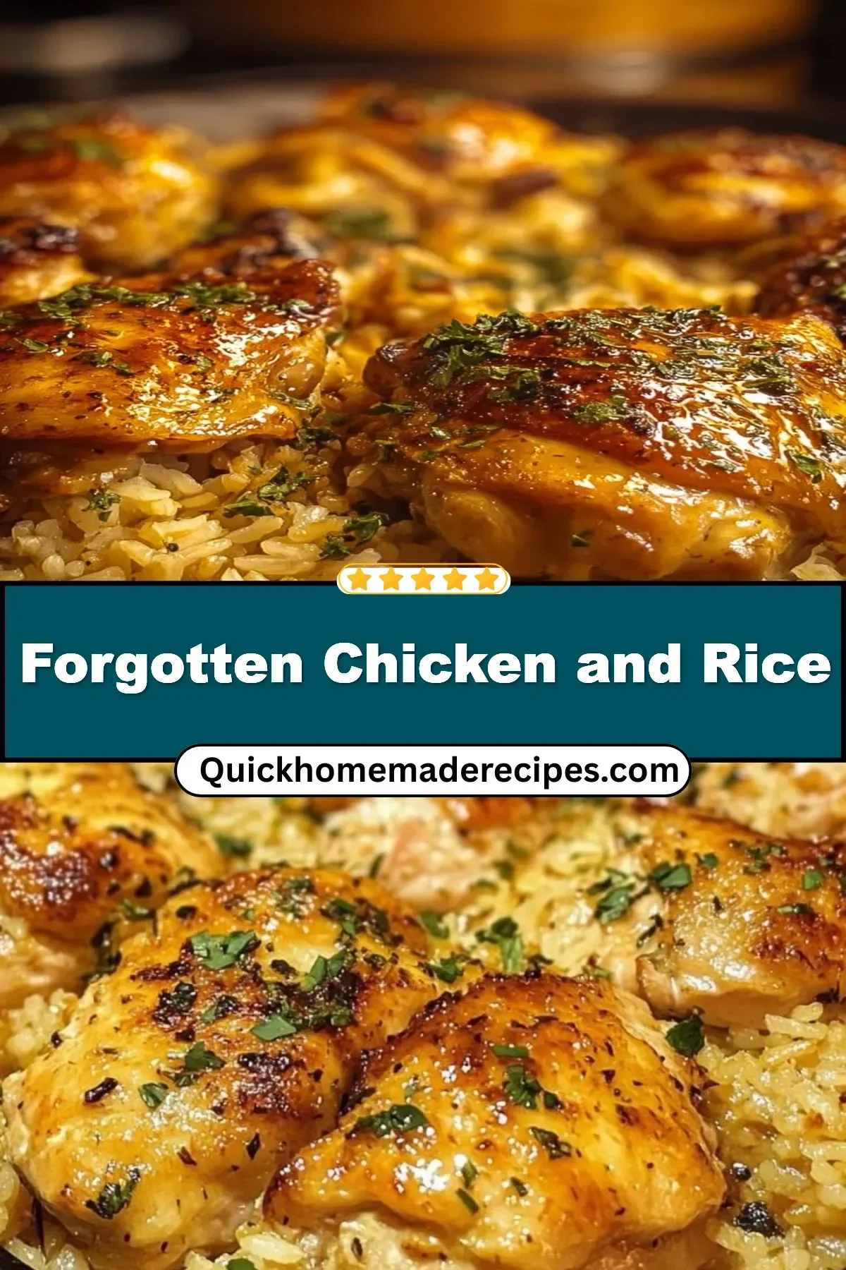 Delicious serving of Forgotten Chicken and Rice on a plate