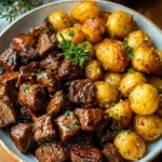 Garlic Butter Beef Bites with Potatoes