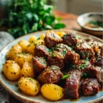 Garlic Butter Beef Bites with Potatoes