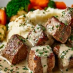 Garlic Butter Steak Bites with a Rich Parmesan Cream Sauce