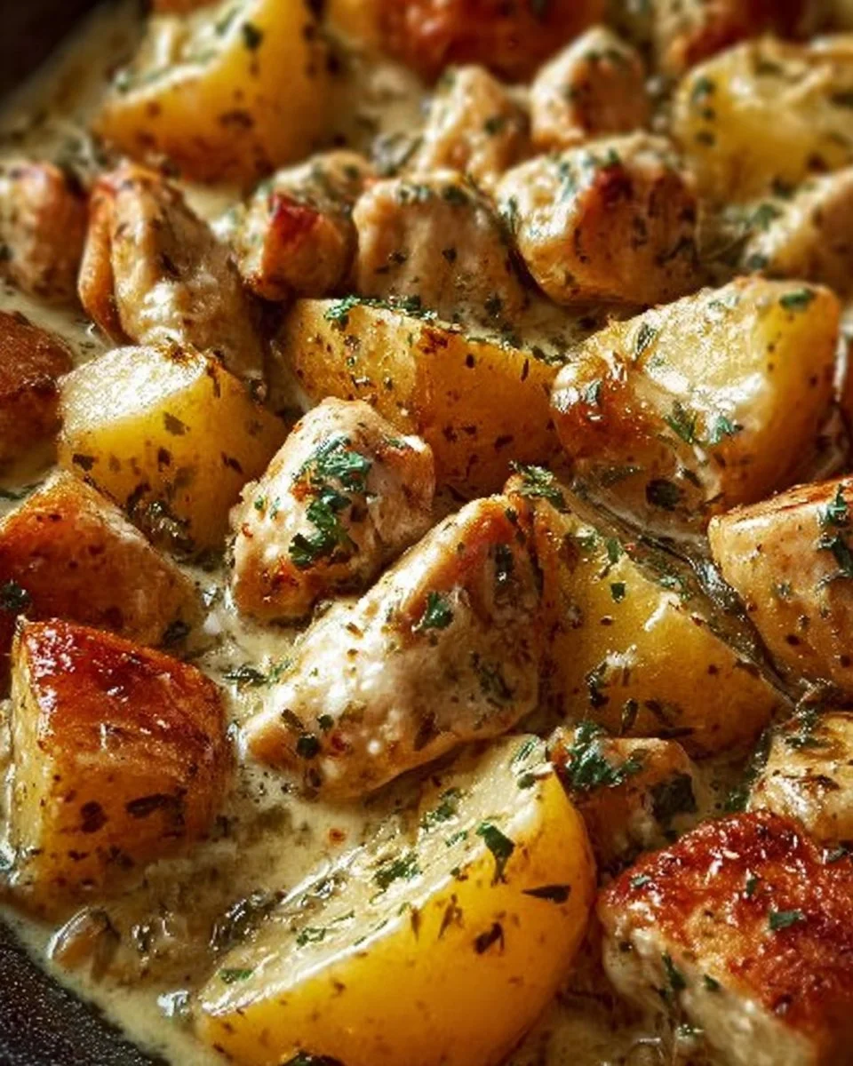 Garlic Parmesan Chicken and Potatoes cooked in a crockpot