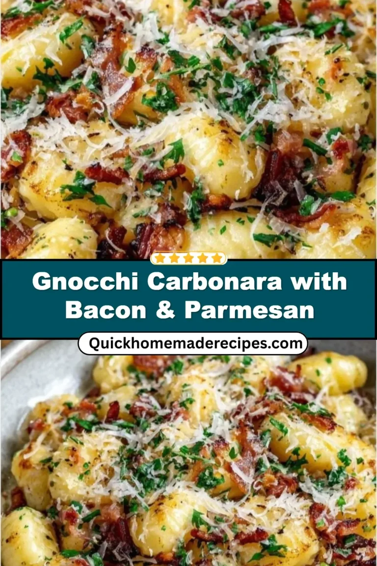A plate of gnocchi carbonara with bacon and Parmesan cheese