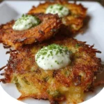 Green Chile Cheese Potato Cakes with Green Chile Sour Cream