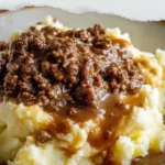 Ground Beef and Gravy Over Mashed Potatoes