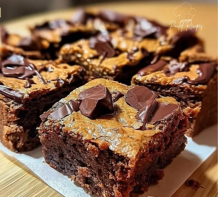 Healthy Greek yogurt peanut butter chocolate chunk brownie squares