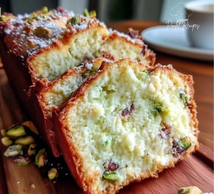 Heavenly pistachio mascarpone loaf with pistachios and creamy mascarpone