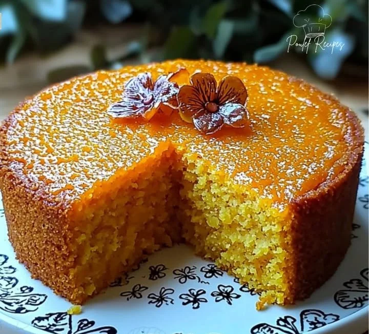 Freshly baked homemade sweet potato cornbread on a wooden table