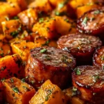 Honey Garlic Sausage with Sweet Potatoes