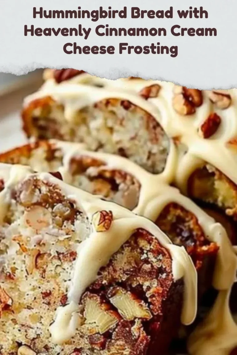 Slice of hummingbird bread with cinnamon cream cheese frosting.