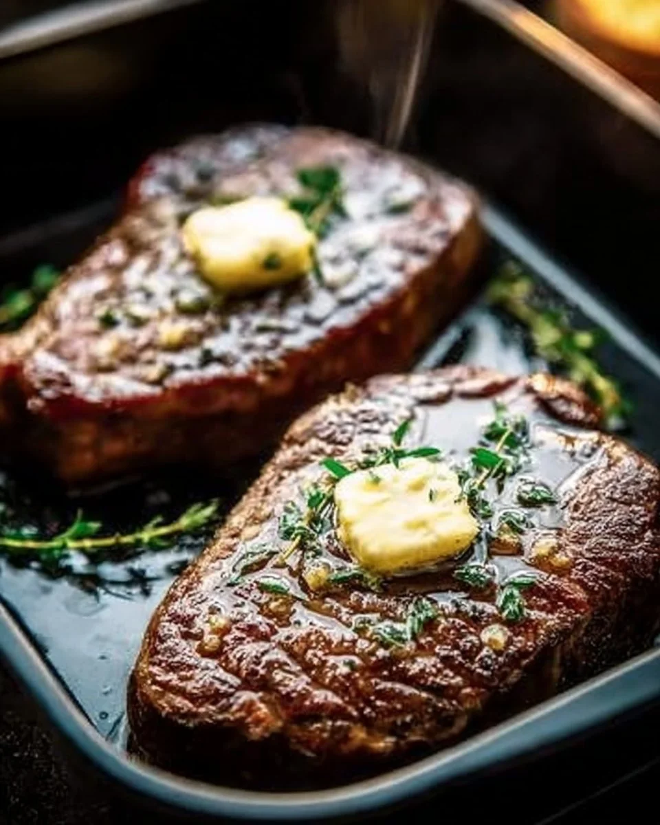 Delicious air fryer steak cooked to perfection, showcasing a juicy and tender cut.