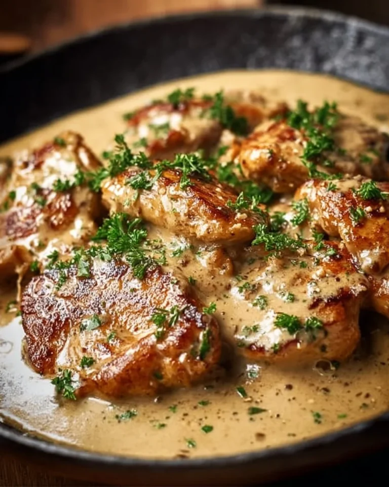 Delicious Irish Chicken with Whiskey Cream Sauce served on a plate.