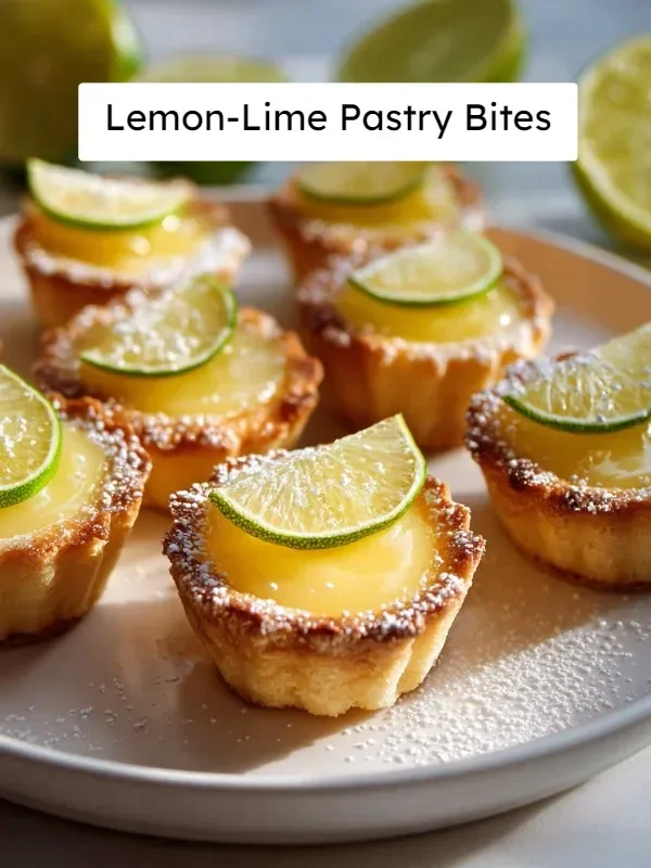 Lemon-Lime Pastry Bites on a plate garnished with zest and mint leaves.