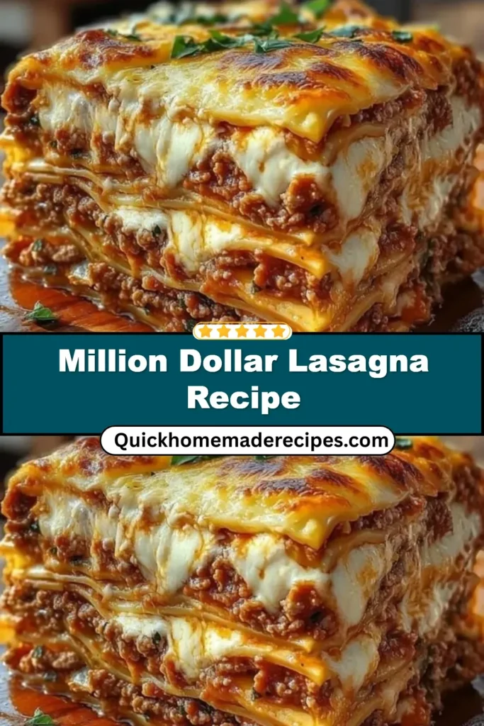 Plate of Million Dollar Lasagna with layers of cheese and sauce