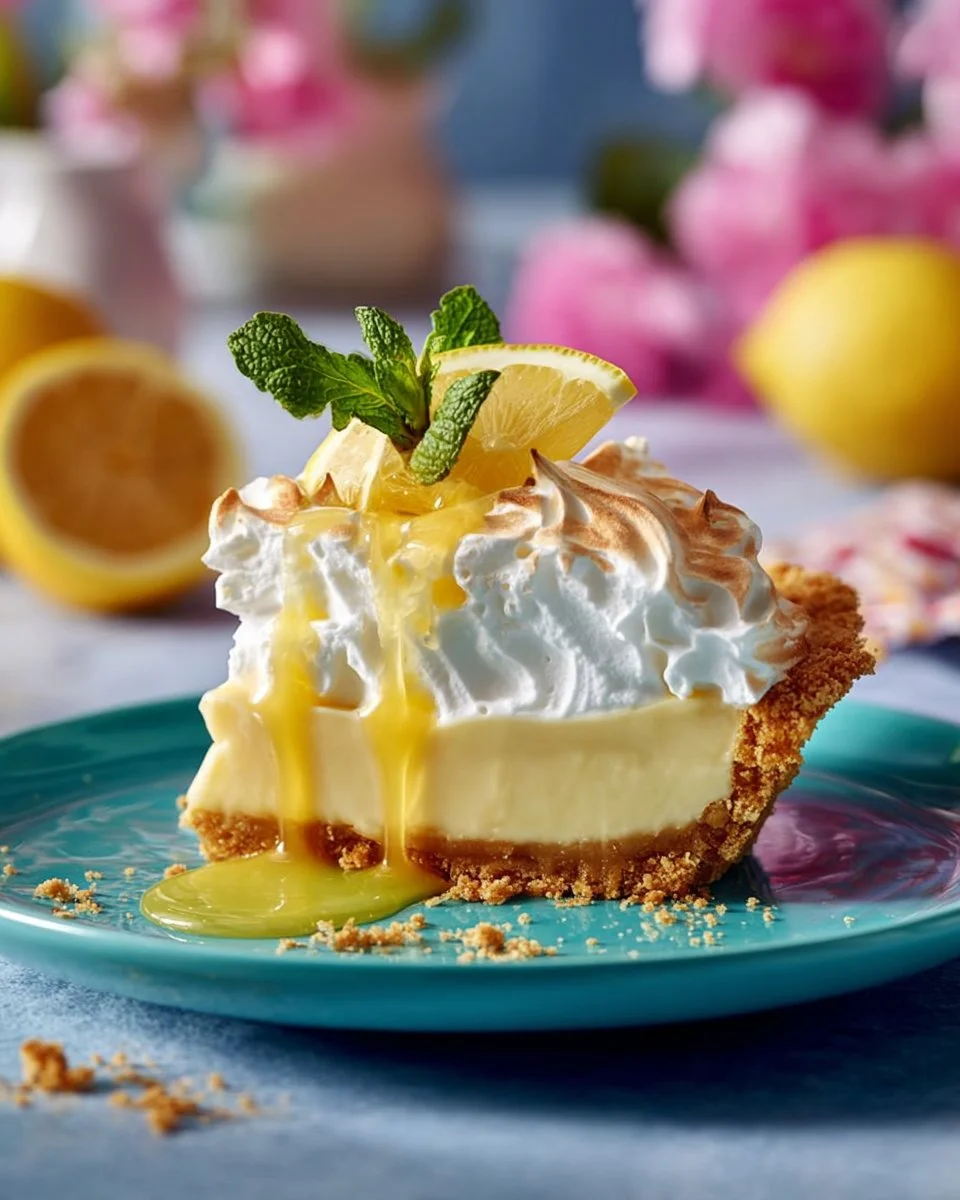 Delicious no bake lemon pie topped with whipped cream and lemon zest