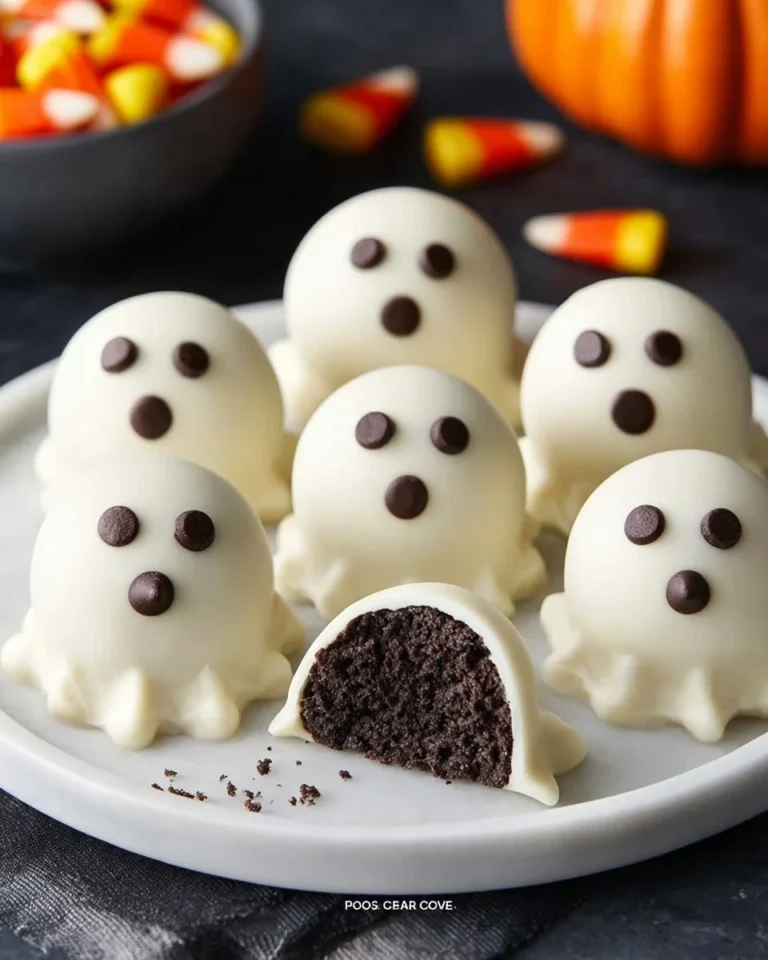 Oreo Ghost Truffles decorated for Halloween