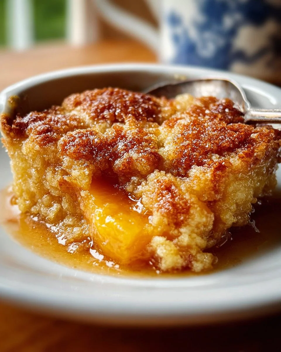 Delicious homemade Peach Cobbler made with fresh peaches.